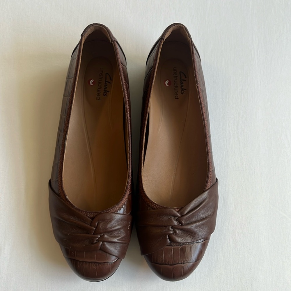 Clarks Women's Un Blush Wish Shoes Dark Tan Crocodile Size 6.5